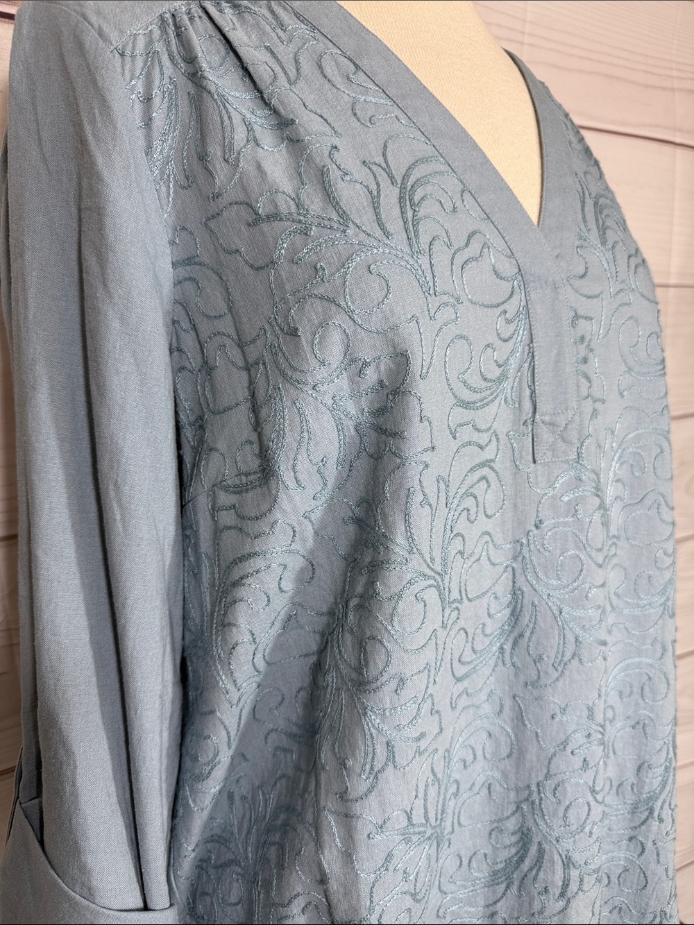NWT Soft Surroundings Arona Blue Lillith Tunic Top Size Large - Picture 2 of 8